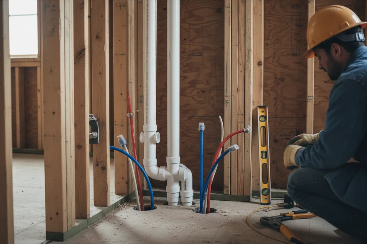 Drain and supply rough-in during Sump Pump Repair in Knox