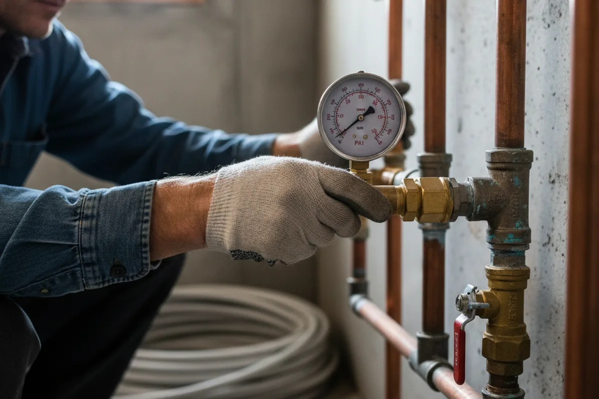 Pressure testing a repaired line during Water Line Repair in Knox